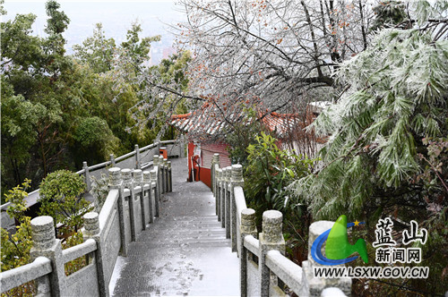 2月20日，蓝山县夔龙山，雨夹雪沙沙作响、大雪花飘飘扬扬，在童话般的白雪世界里，冰凌雾凇、踏雪之印更显得锦上添花。都说瑞雪兆丰年，虎年开春之际，来一场彻彻底底的大雪，预示着今年又是一个丰收之年。